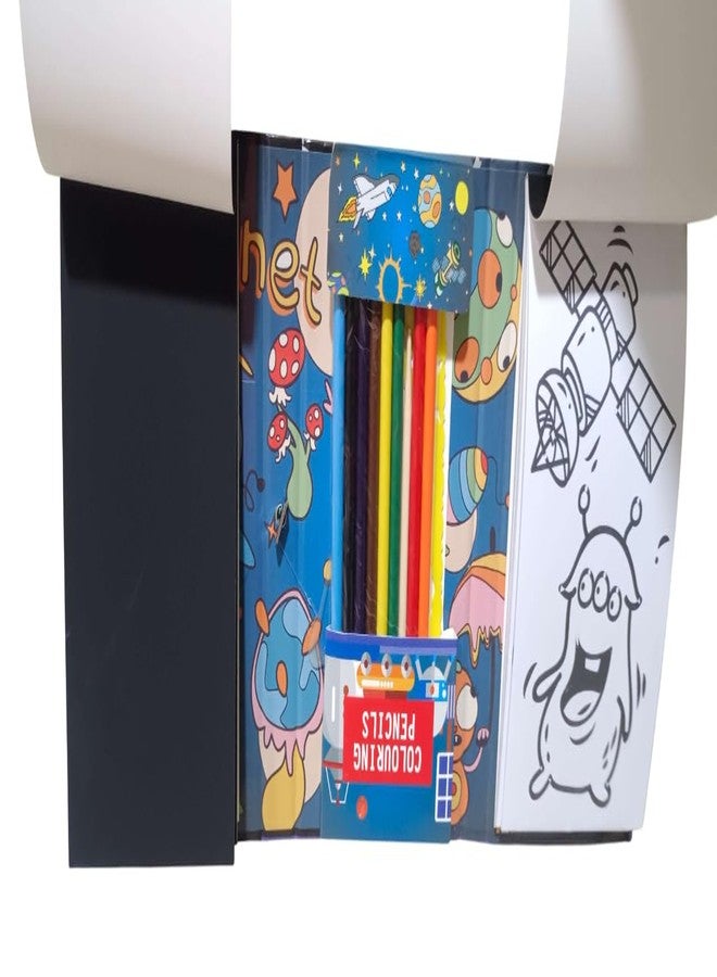 ONOTIC 2 in 1 Coloring Book Set & Scratch Pad with 8 Dual Color Pencil Birthday Gift Return Gift for Kids (Space N) - Image 2